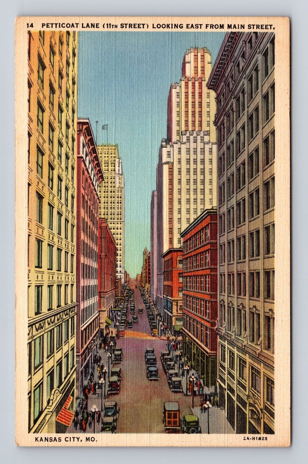 Kansas City MO-Missouri, Petticoat Lane (11th St.) Looking East Vintage Postcard