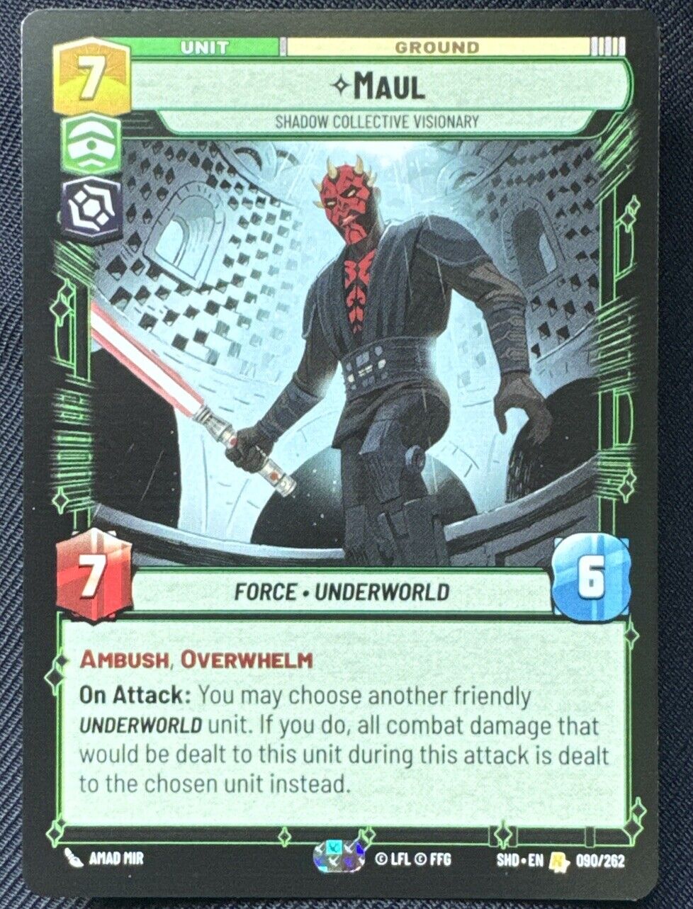 Rare Maul 90/262- Star Wars Unlimited- Shadows Of The Galaxy