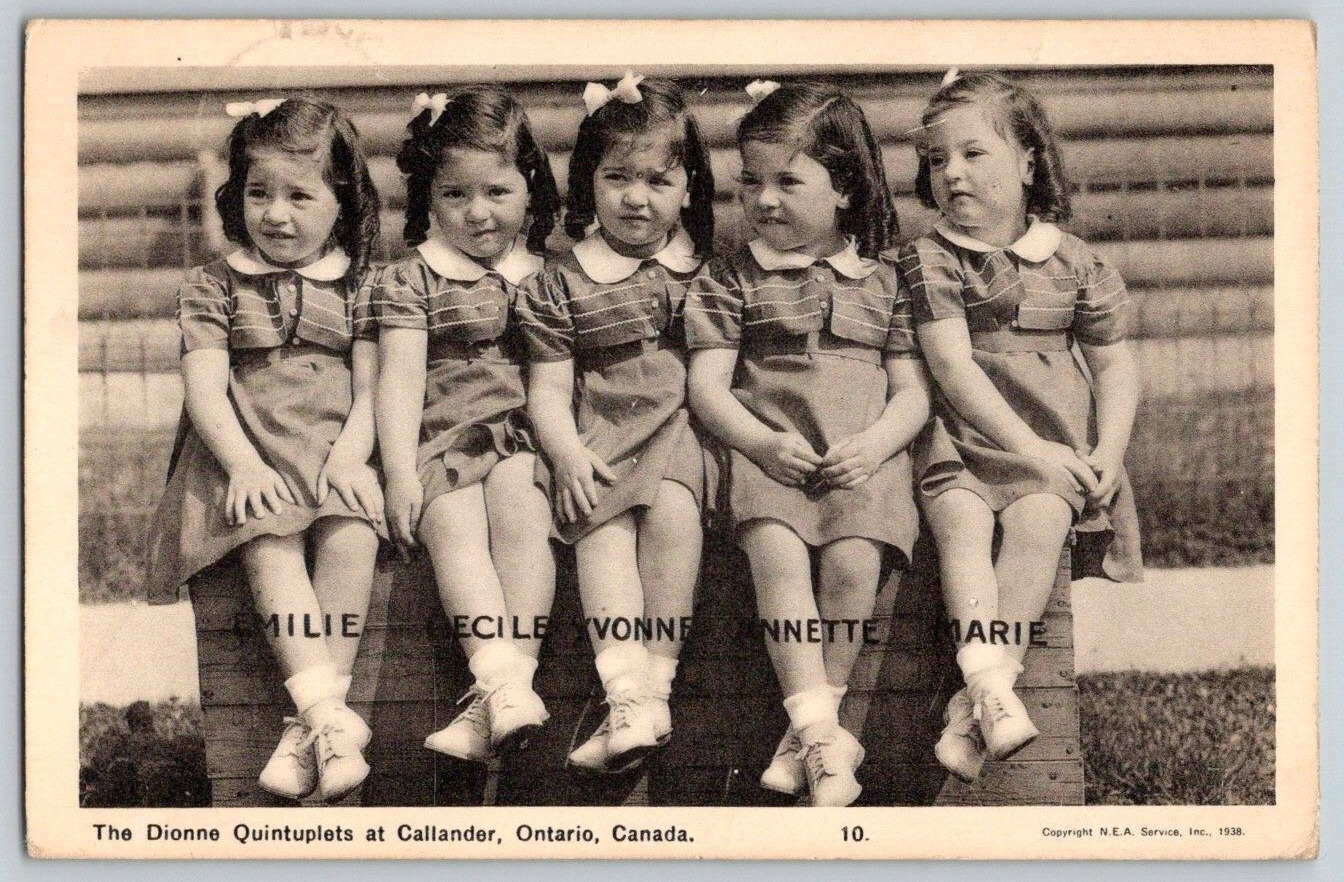 Vintage Postcard~ The Dionne Quintuplets At Callander, Ontario, Canada