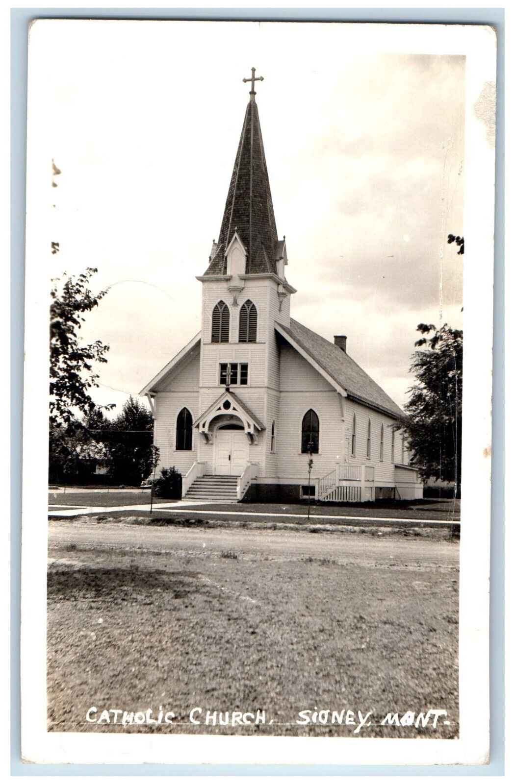 Sidney Montana MT Postcard Catholic Church 1941 Vintage Posted RPPC Photo
