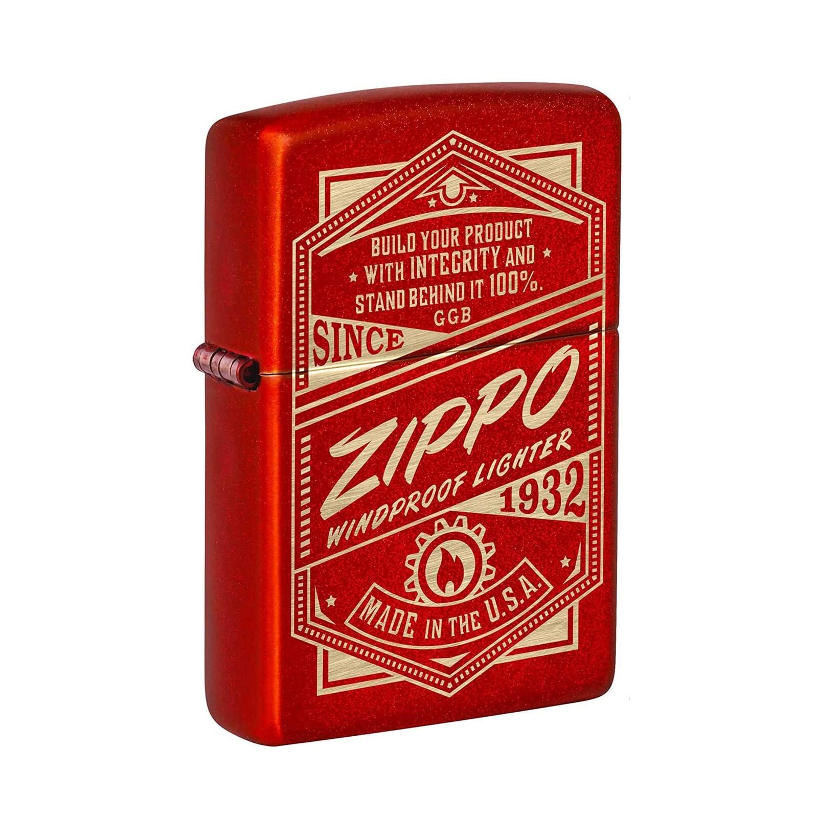 Zippo Pocket Lighter Metallic Red It Works Design Brass Material Windproof 48620