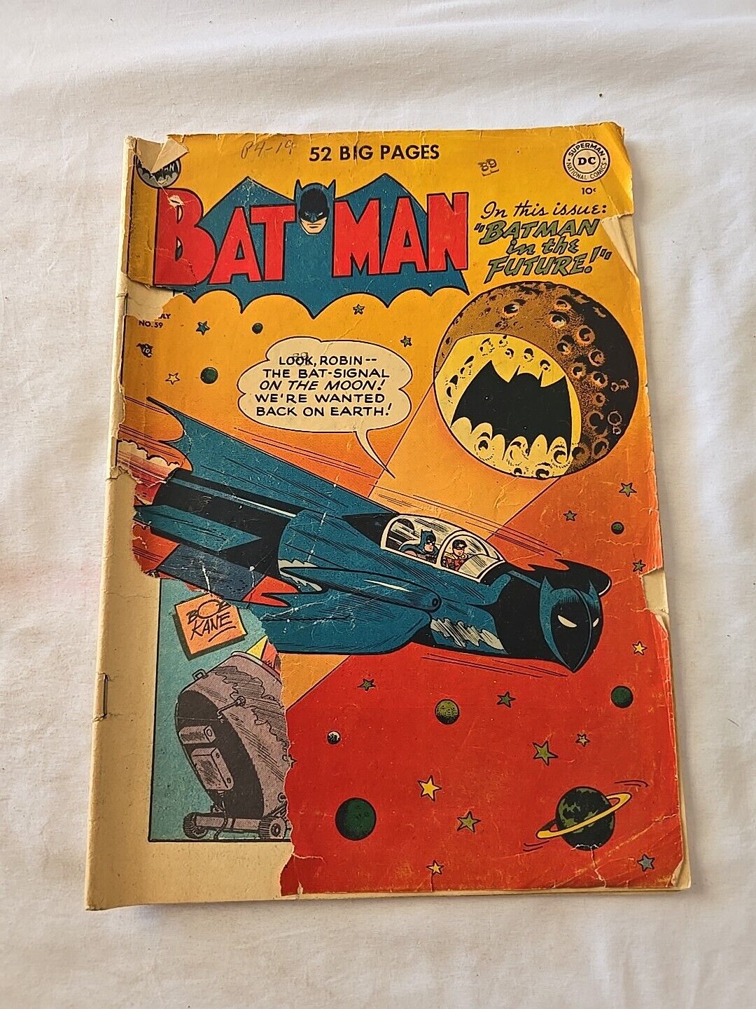 1950 BATMAN COMIC BOOK JUNE JULY NUMBER 59 MISSING BACK COVER 