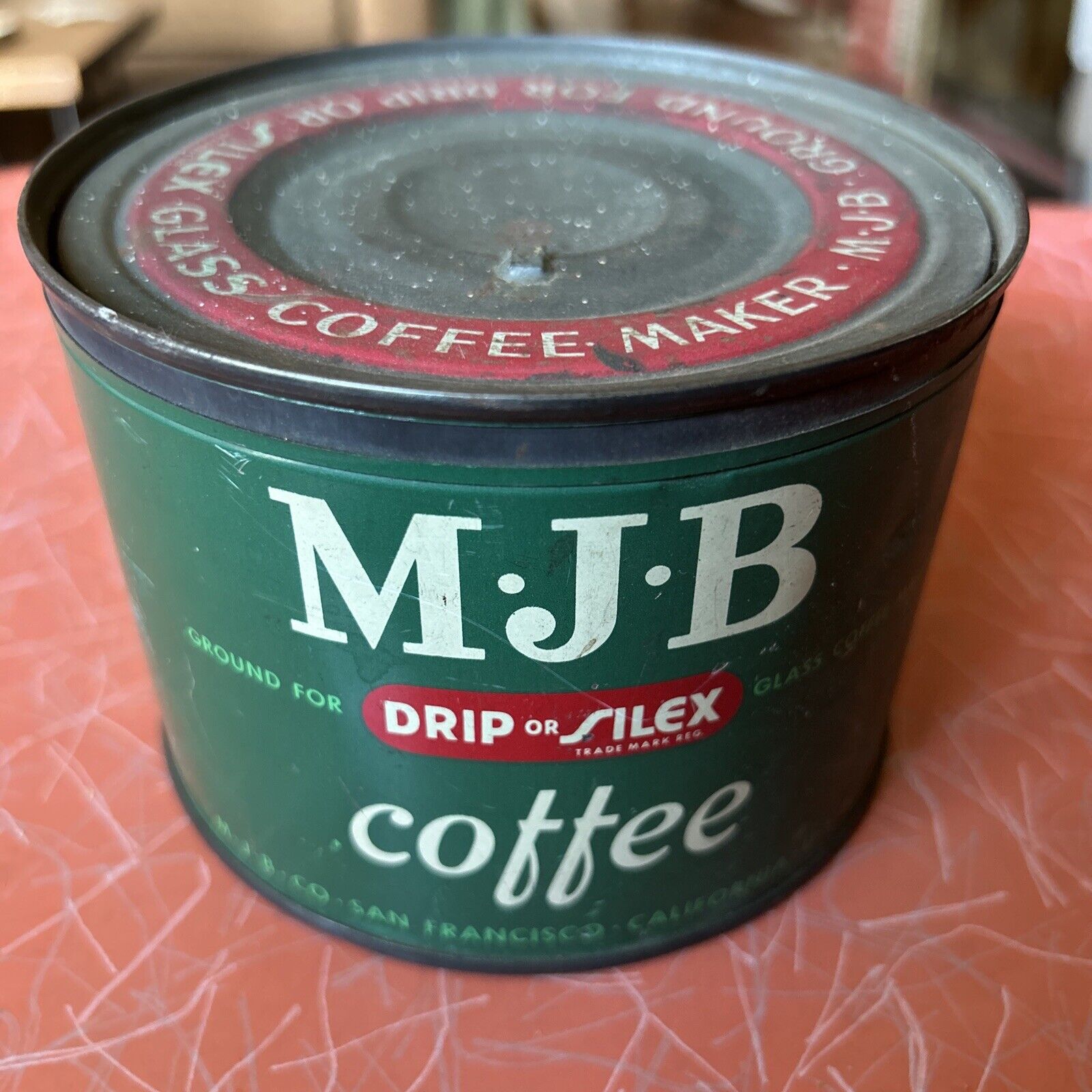 VINTAGE M.J.B. Drip or Silex COFFEE CAN TIN  SAN FRANCISCO With Lid