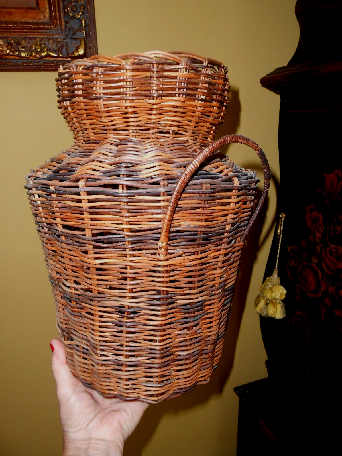LARGE Honeysuckle Vine Basket Appalachian North Carolina Vintage Mid Century