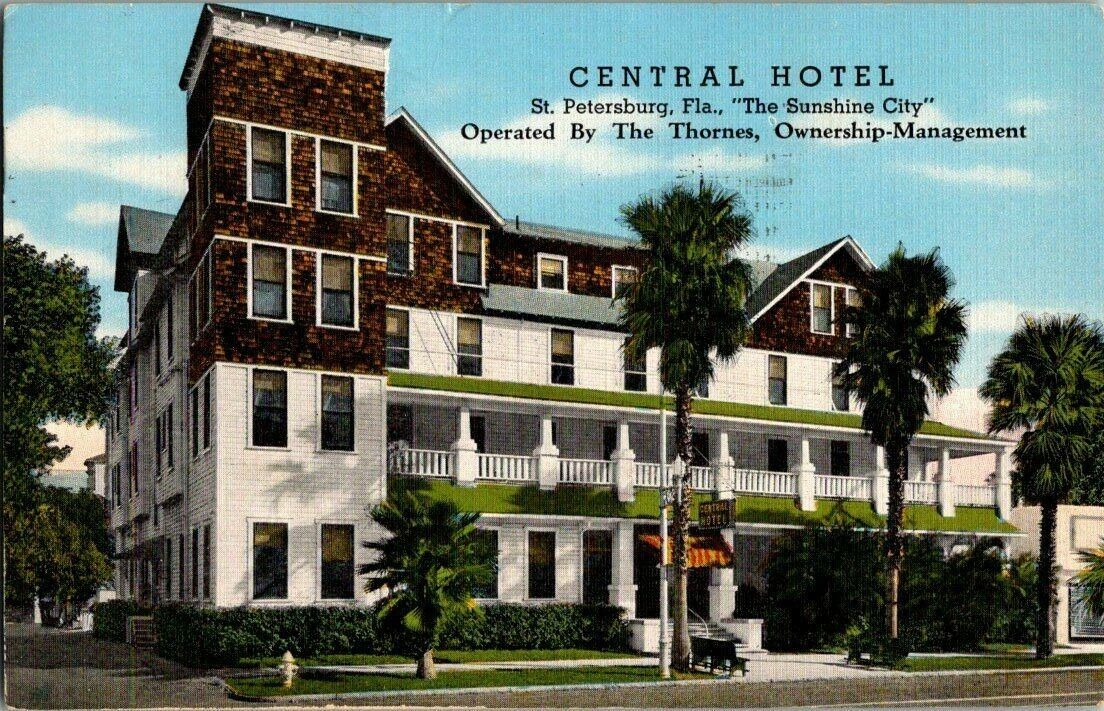 1948. CENTRAL HOTEL. ST. PETERSBURG, FL. POSTCARD ZT8