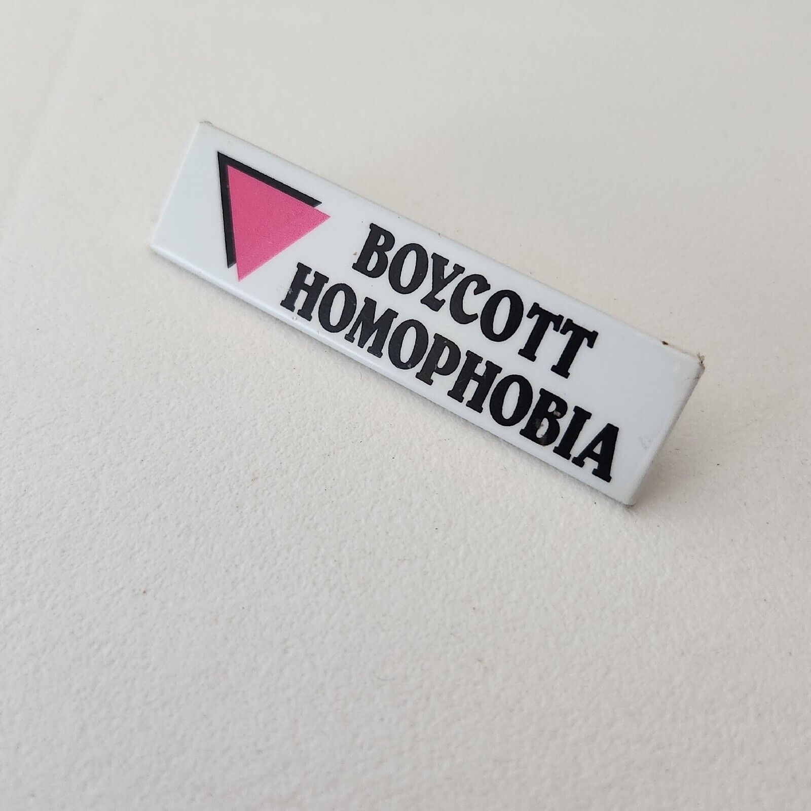 BOYCOTT HOMOPHOBIA Supporting LGBTQ Pride Button Pin Vintage