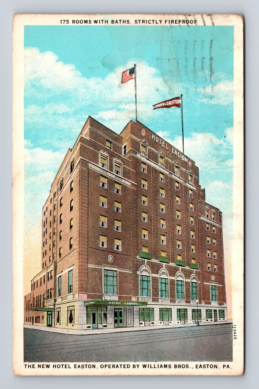 Easton PA-Pennsylvania, New Hotel Easton, Antique, Vintage c1932 Postcard