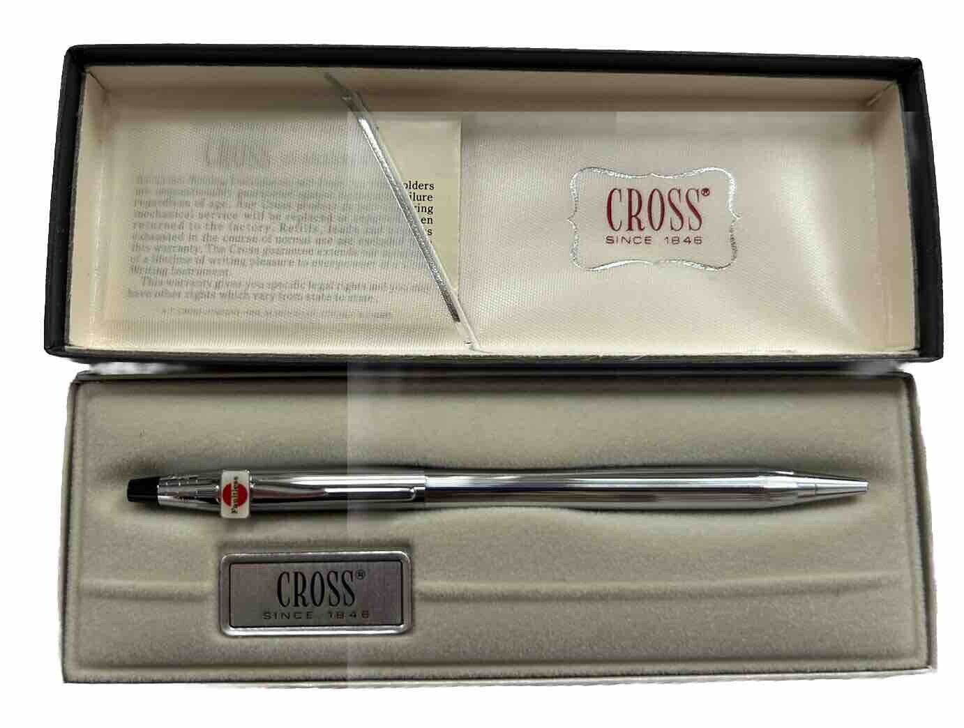 VINTAGE ‘82 Cross Classic Century Chrome Ball Point Pen 3502 Original Box, Paper