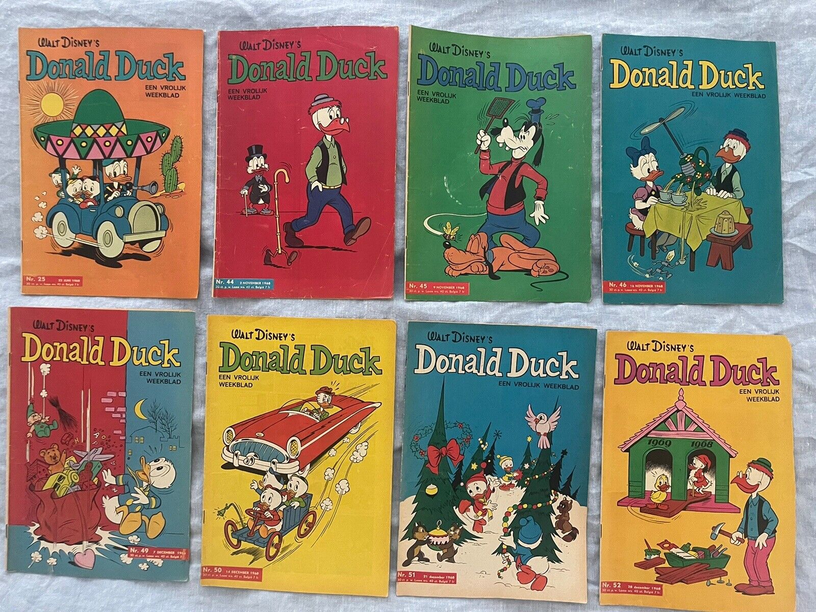 8‼️Walt Disney's Donald Duck Dutch Comic Books 1968 #25,44,45,46,49,50,51, & 52