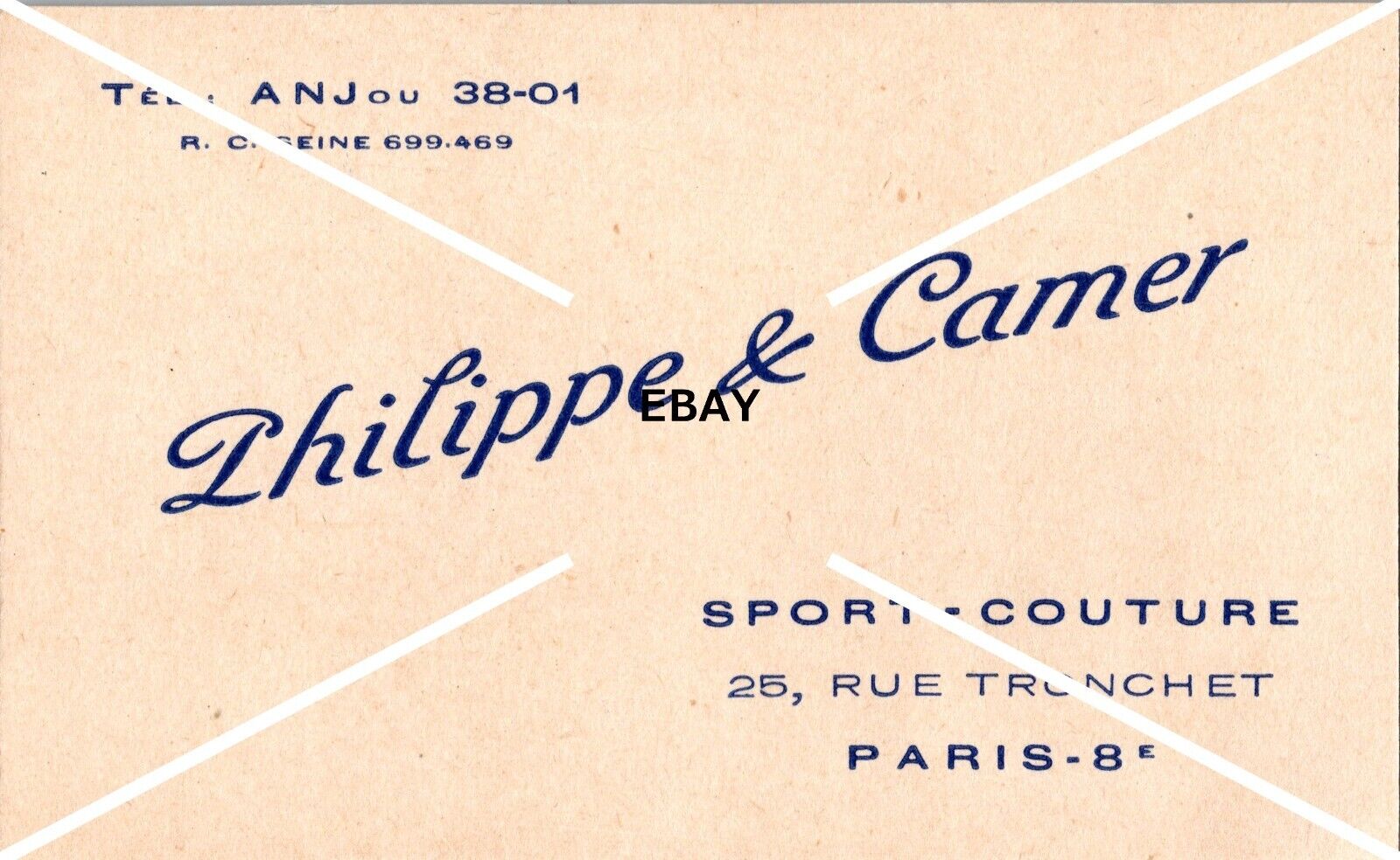 VTG Business Card Philippe & Camer Sport Couture Paris France