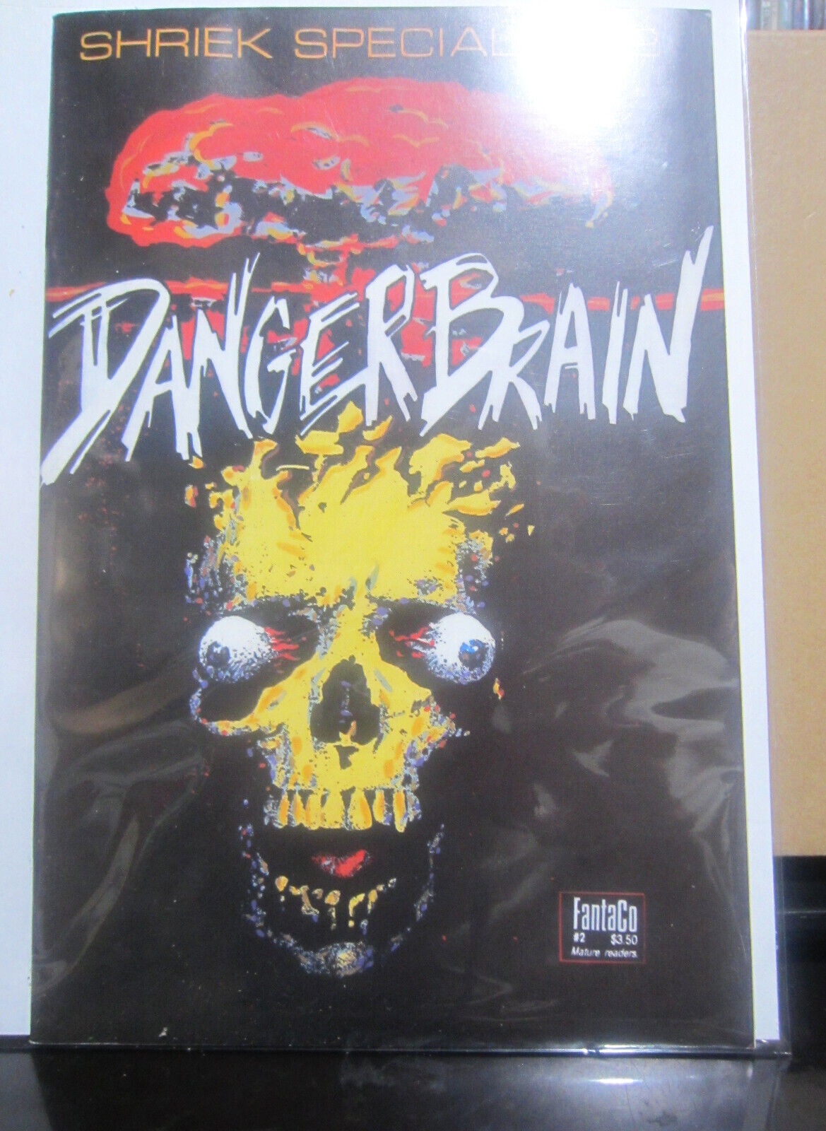 GORE Shriek #2 DANGER BRAIN - 1992 B&W Horror Comic - Jim Whiting art (NM, 9.4)
