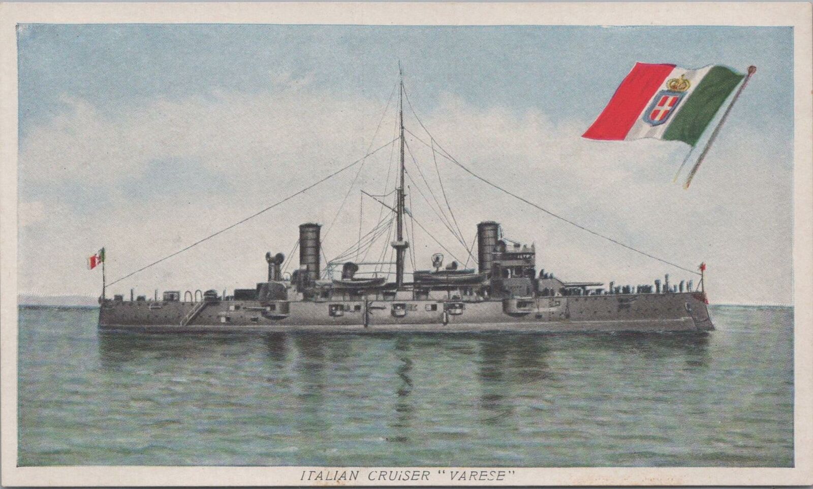Postcard Ship Italian Cruiser Varese 