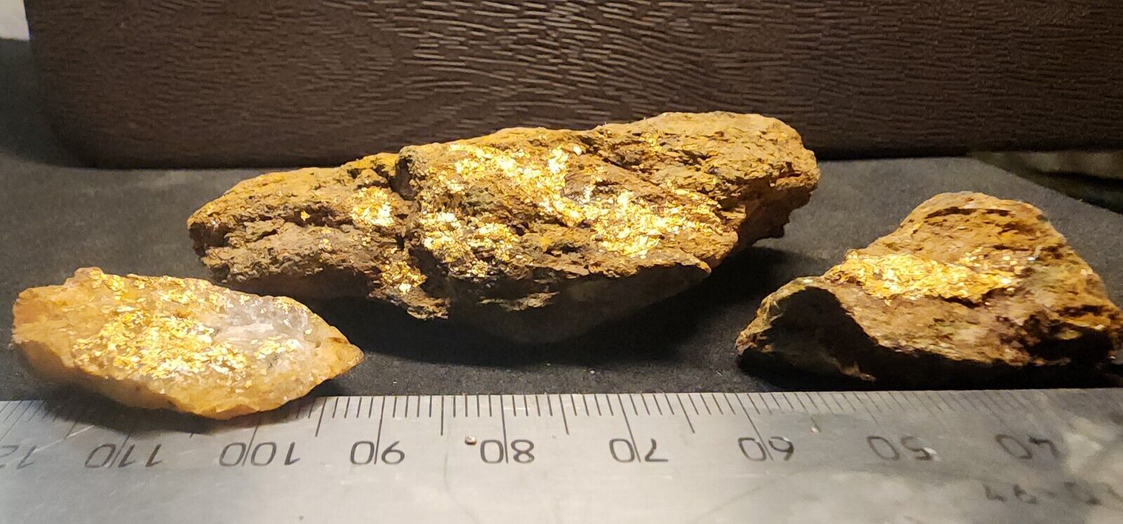 3 Gold Ore Specimens 60.4g Crystalline Gold From Ontario 3671 Was $169