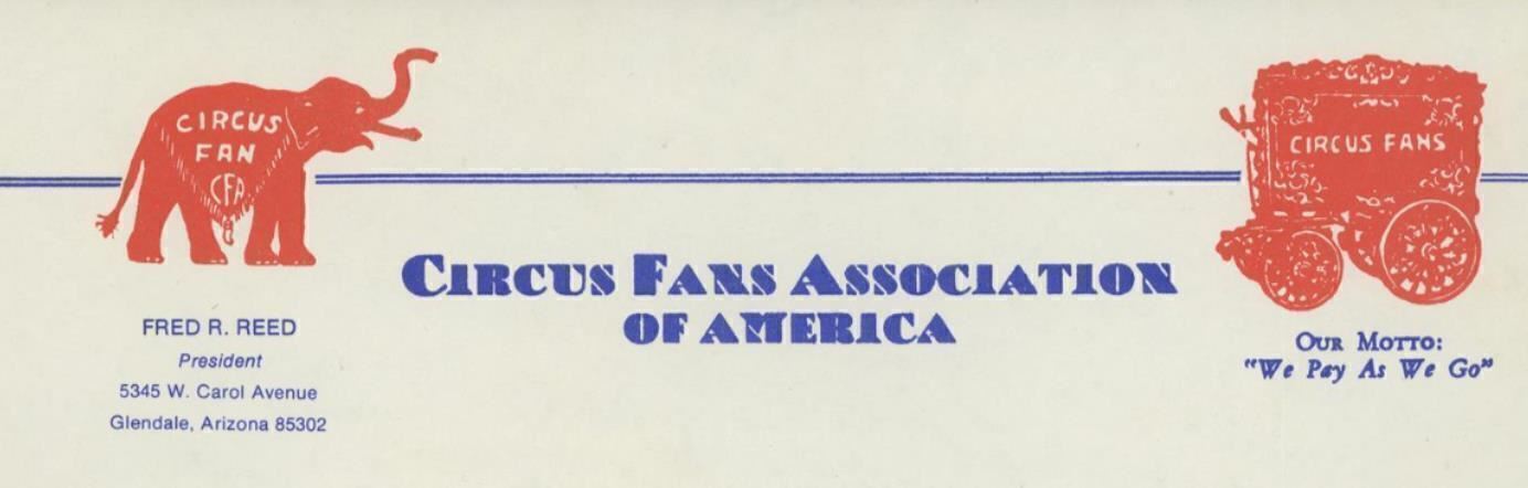 1981 CIRCUS FANS ASSOCIATION OF AMERICA BUSINESS LETTER HOWARD PAUL 31-72