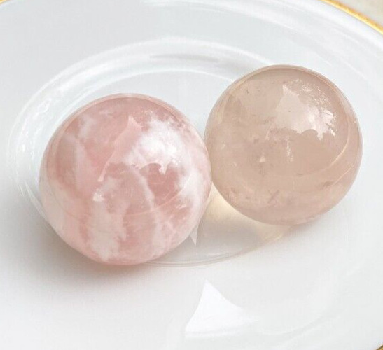 Wholesale 2 Pcs 2 Piece Pink Crystal Balls Snowflake Phantom Quartz 22mm Healing