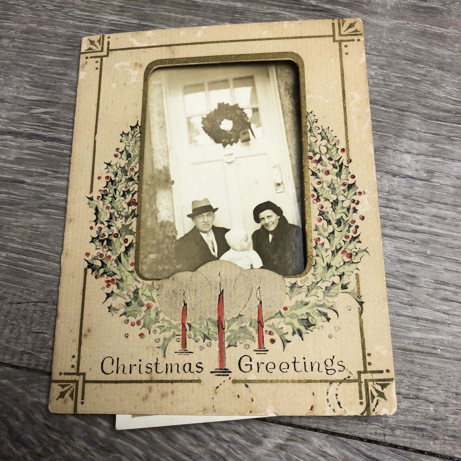 Vintage Rust Craft Christmas Card With Photograph