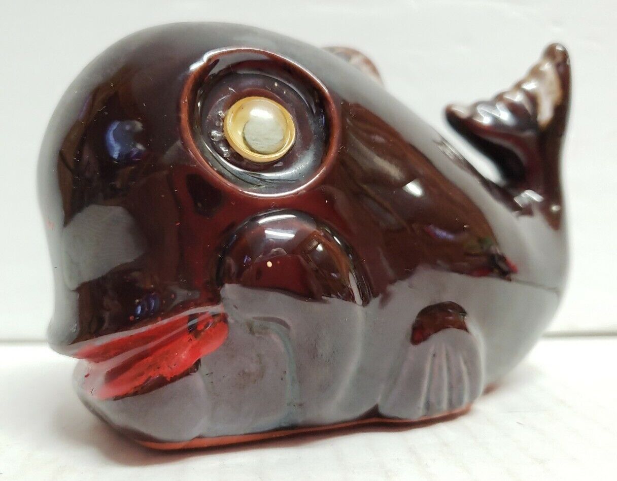 Absolutely Darling Weird Antique Googly Eyed Japanese Ceramic Whale Bank