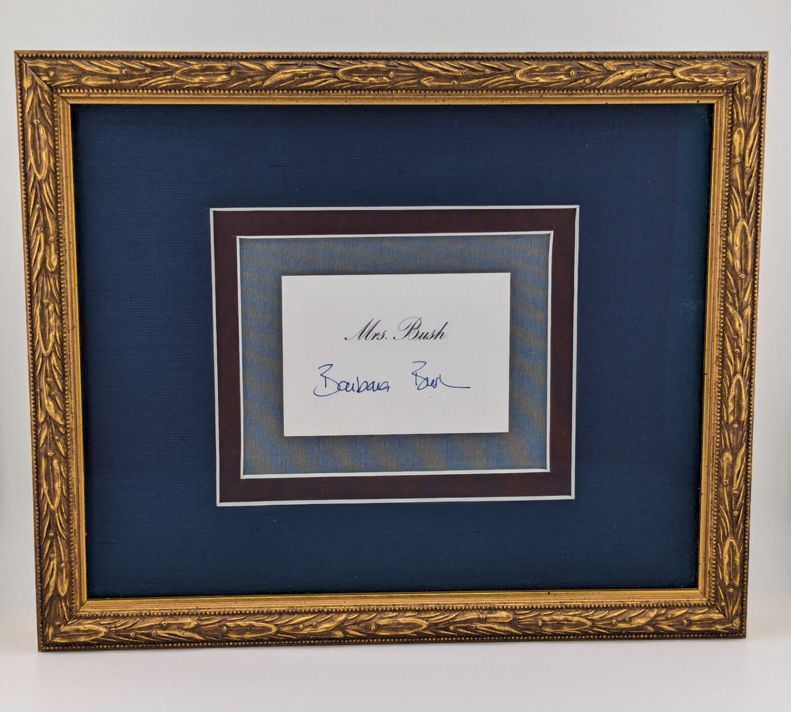 Barbara Bush Signed Card Professionally Framed Former First Lady