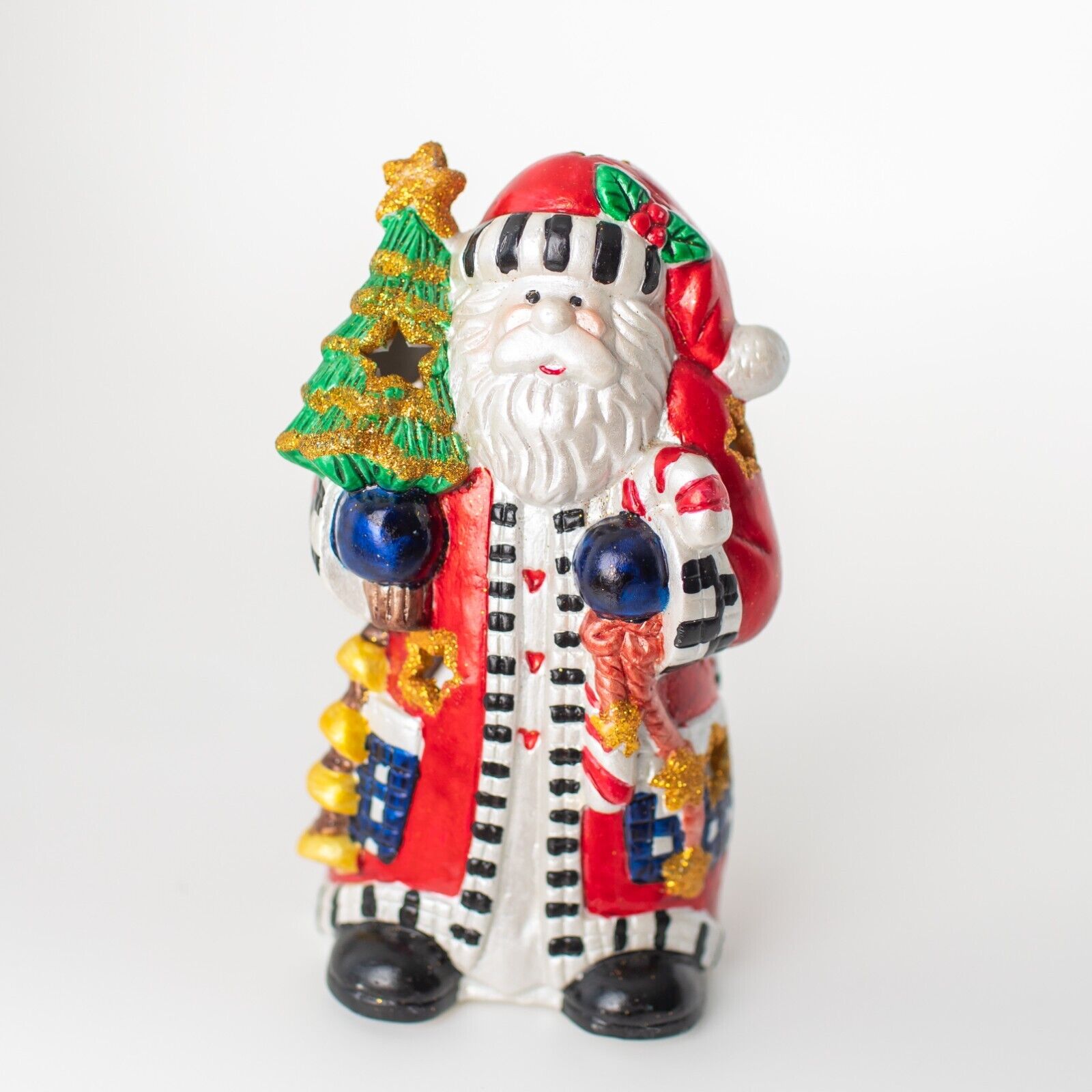 Christmas Santa Claus Figurine Candle Holder Tea Light Holiday Decoration