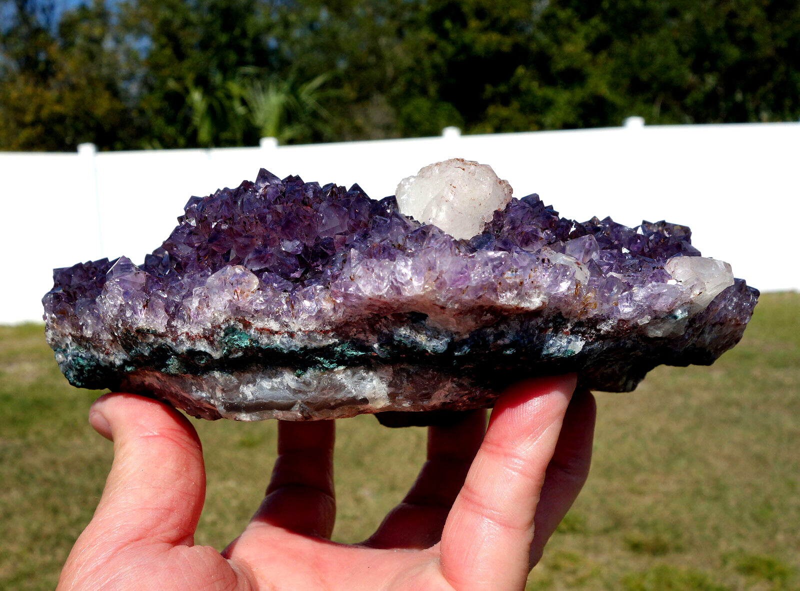 Uruguay Amethyst FLOWER Stalactite Quartz Crystal Points with Calcite For Sale