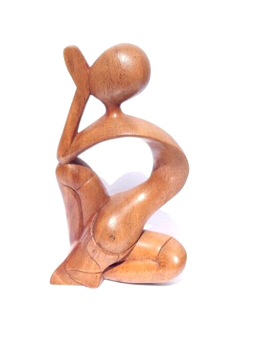 Handmade Indonesian Wood Figurine Reclined Relaxed Pose Gift Idea Asian Art
