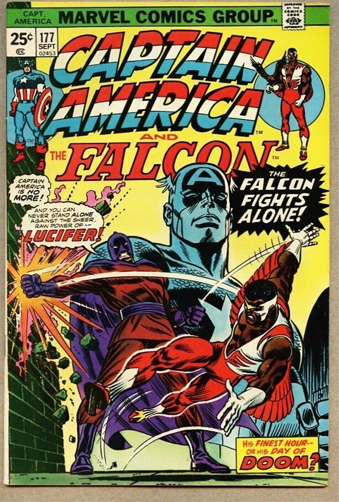 Captain America #177-1974 fn 6.0 Falcon / Lucifer / John Romita X-Men Make BO