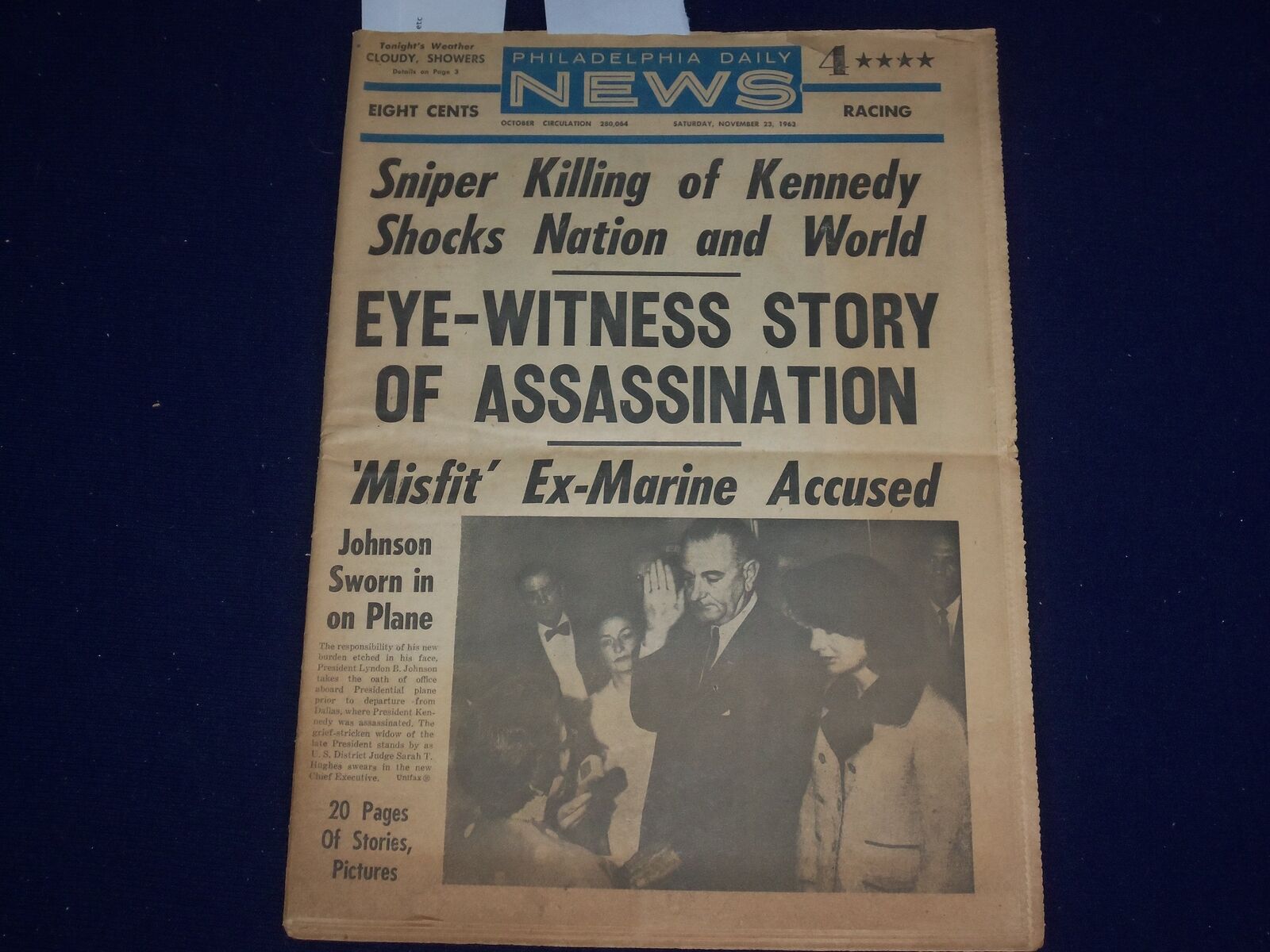 1963 NOVEMBER 23 PHILADELPHIA DAILY NEWS - JFK ASSASSINATED - NP 2970