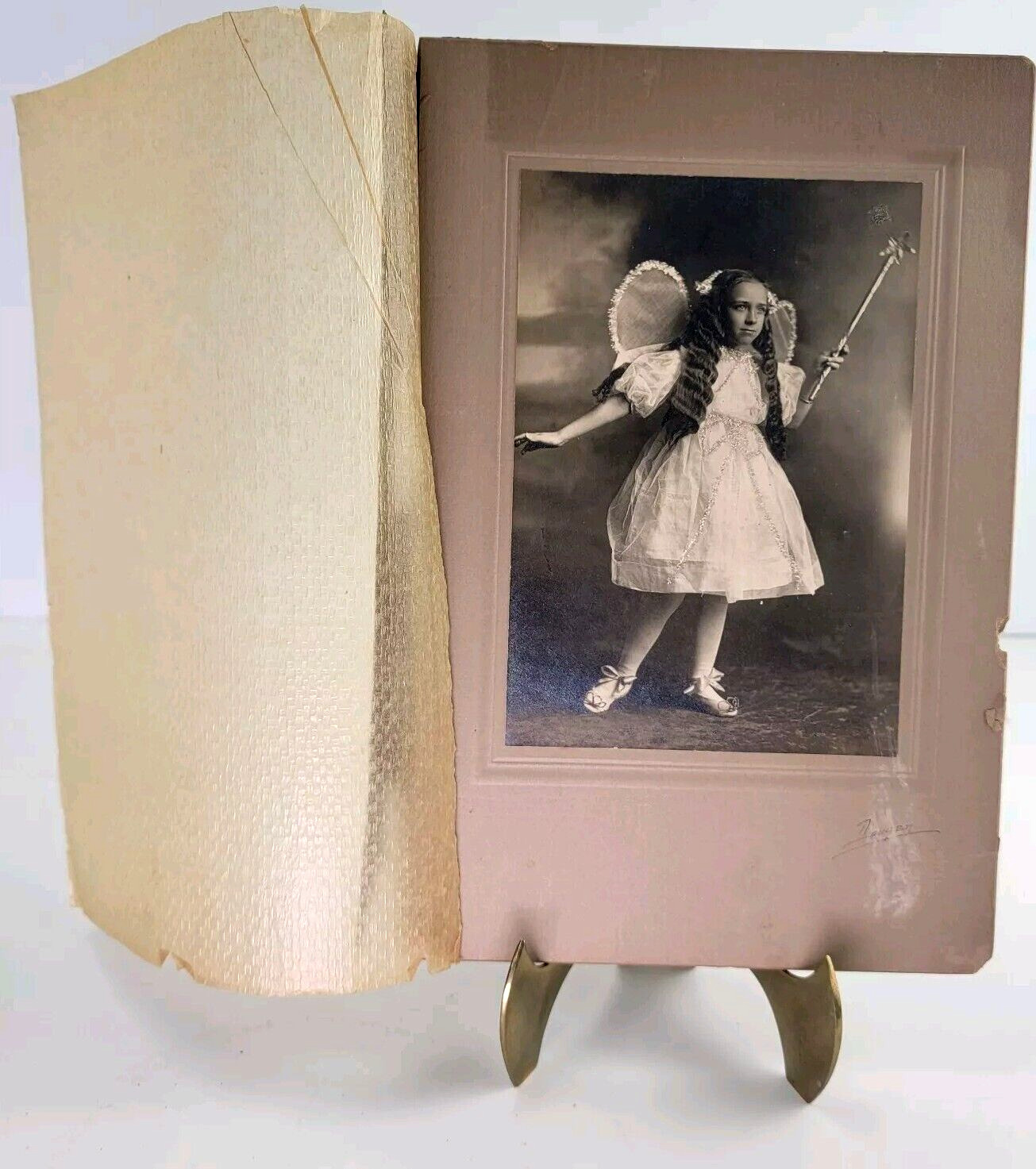 Antique Young Girl Child 1920s Fairy Costume Halloween Cabinet Card Photograph