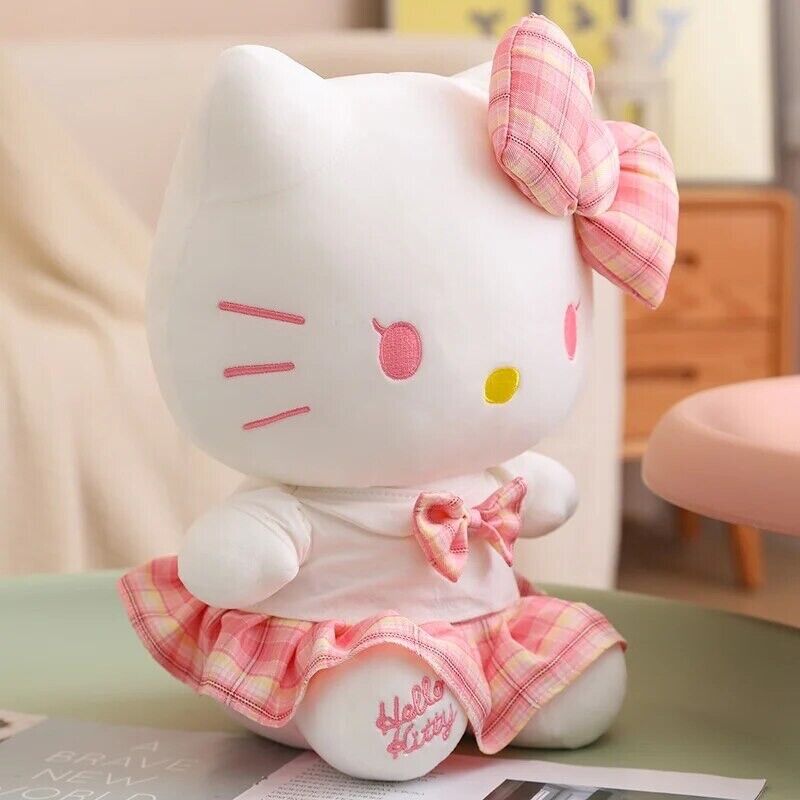 New Sandrio Hello Kitty Cute Kawaii School Girl Dress 14 Inch Plush U.S Seller