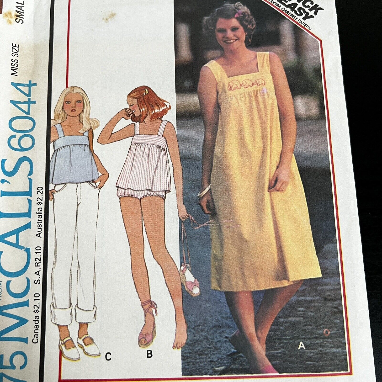 Vintage 1970s McCalls 6044 Yoked Dress or Top Panties Sewing Pattern Small UNCUT