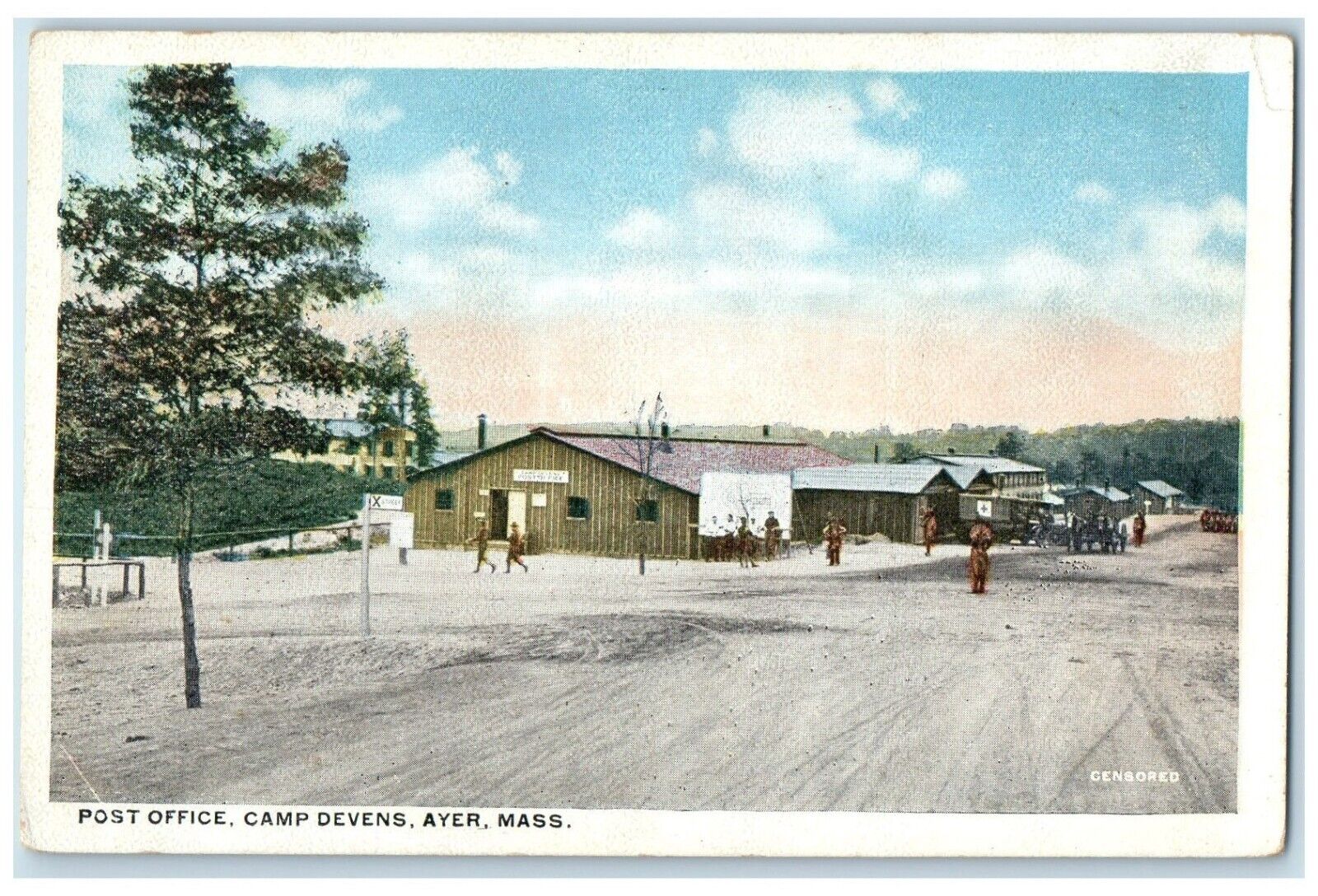 c1920 Post Office Camp Devens Exterior Building Ayer Massachusetts MA Postcard