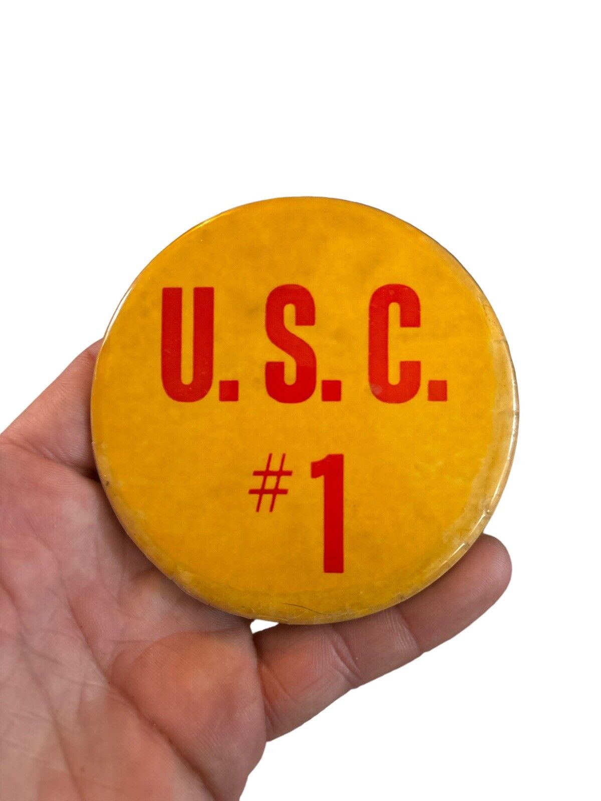 VTG 3.5 University Of Southern California #1 Button Pin Collectible Genuine Vtg