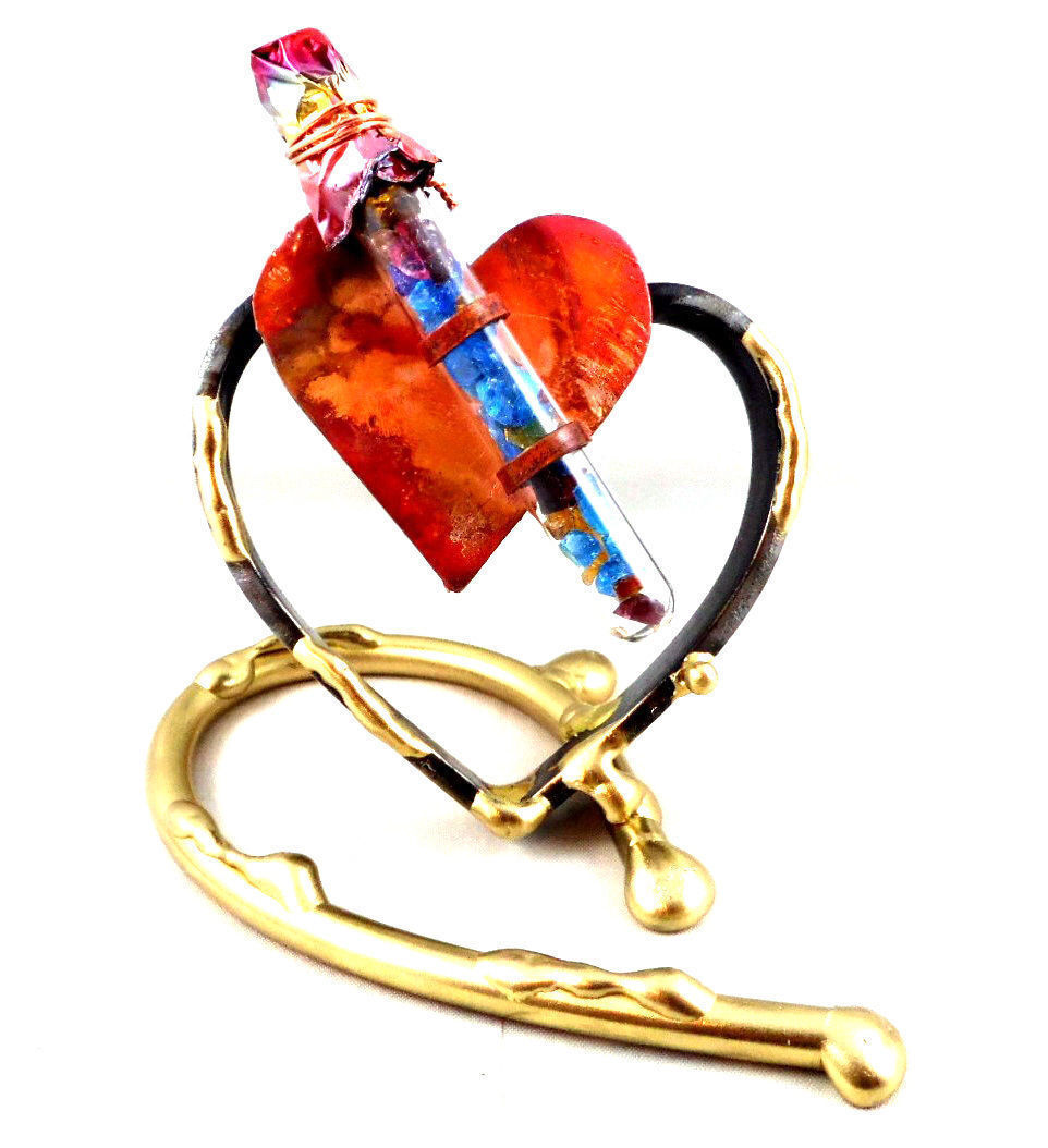 Gary Rosenthal Judaica keepsake WEDDING GLASS Memory Heart LOVE Sculpture gift