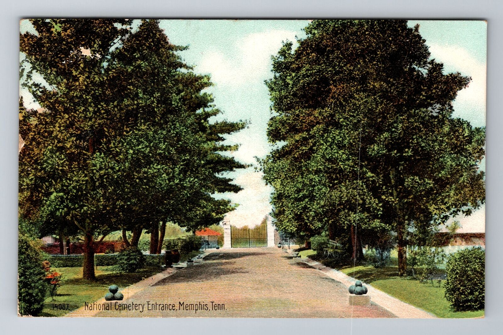 Memphis TN-Tennessee, National Cemetery Entrance Antique Vintage c1907 Postcard