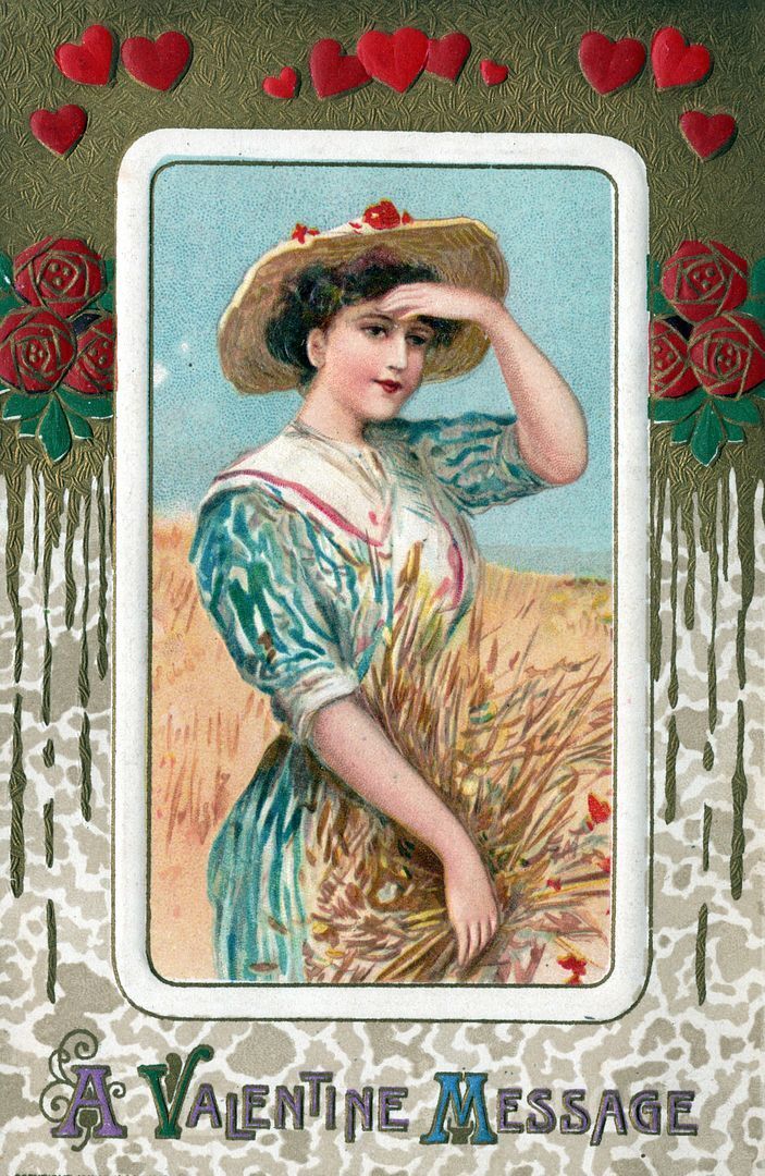 VALENTINE'S DAY - Young Woman A Valentine Message Winsch Postcard