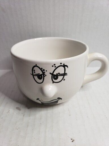 3D Nose Face Cross Eyed Dizzy Mug 16 oz White Black Coffee Tea Mug