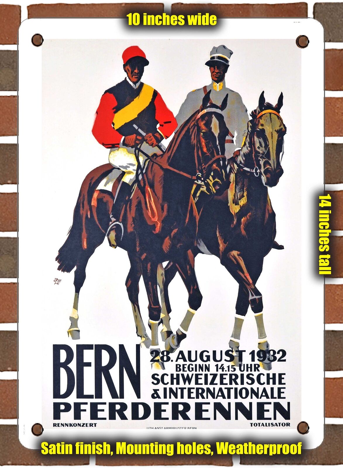 METAL SIGN - 1932 Bern Swiss international horse races - 10x14 Inches