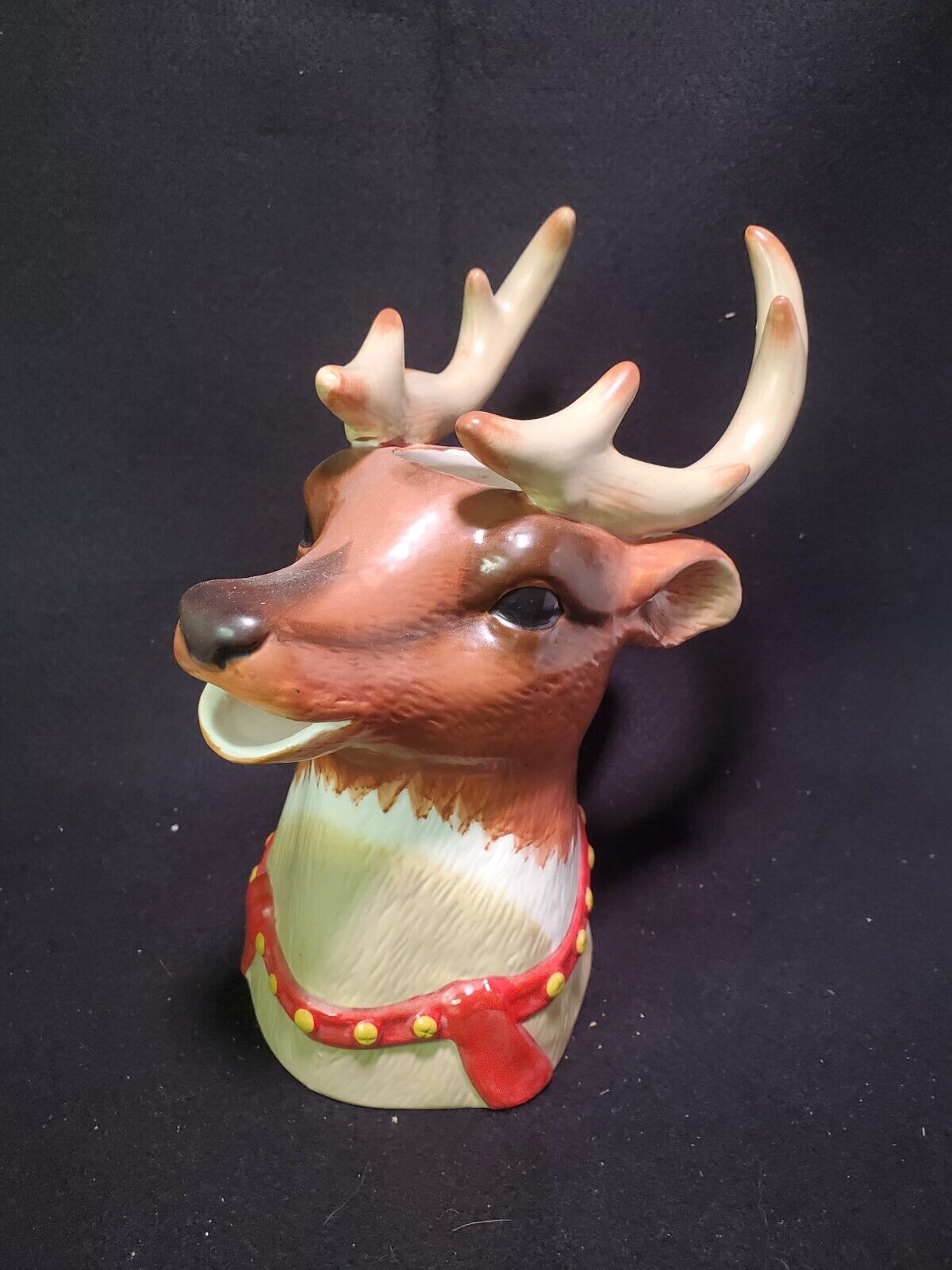 Ceramic Painted Christmas Reindeer  Pitcher By Threshold 10” Tall