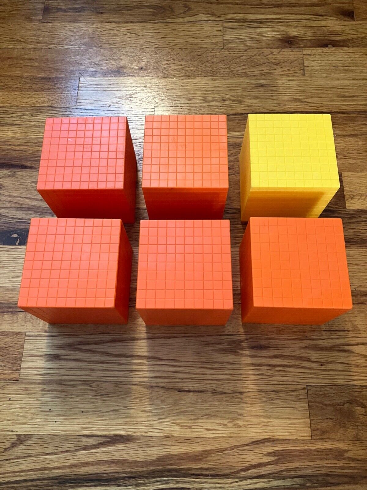 RARE Lot of 6 Vintage 60s MCM Mid Century Bright Orange Plastic Cube Coasters