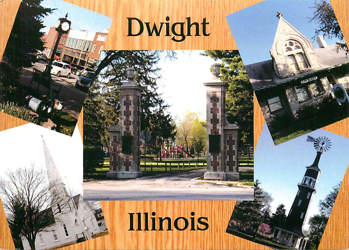 Postcard 5 Views of Dwight Illinois, IL