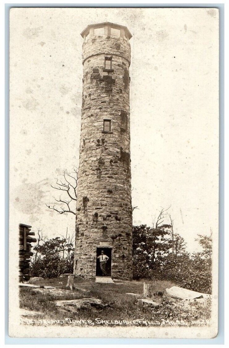 c1920's Massomet Fire Tower Shelburne Falls MA RPPC Photo Unposted Postcard