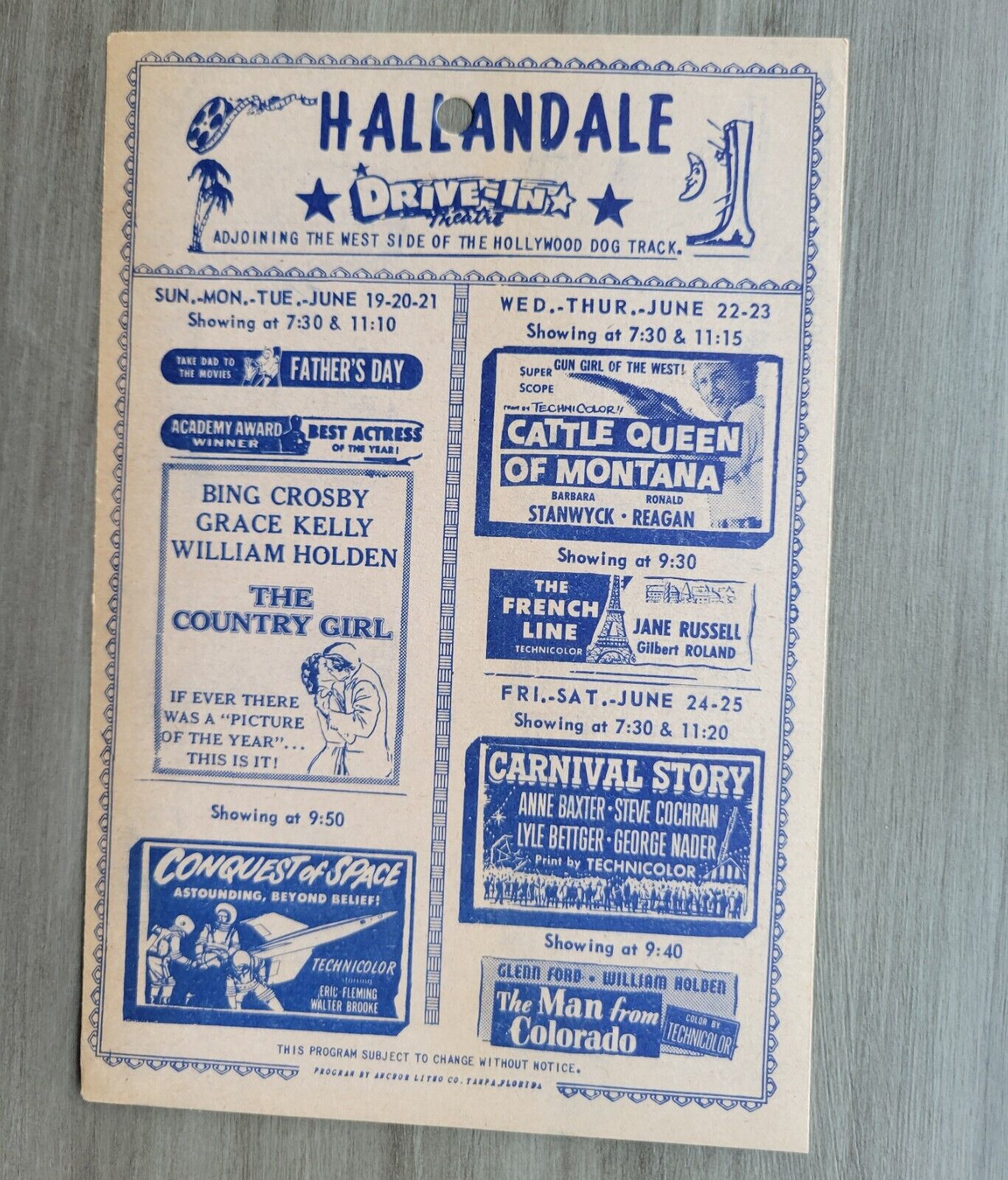 Hallandale and Hi-Way Drive-In Theatre Brochure June 1955 The Prodigal