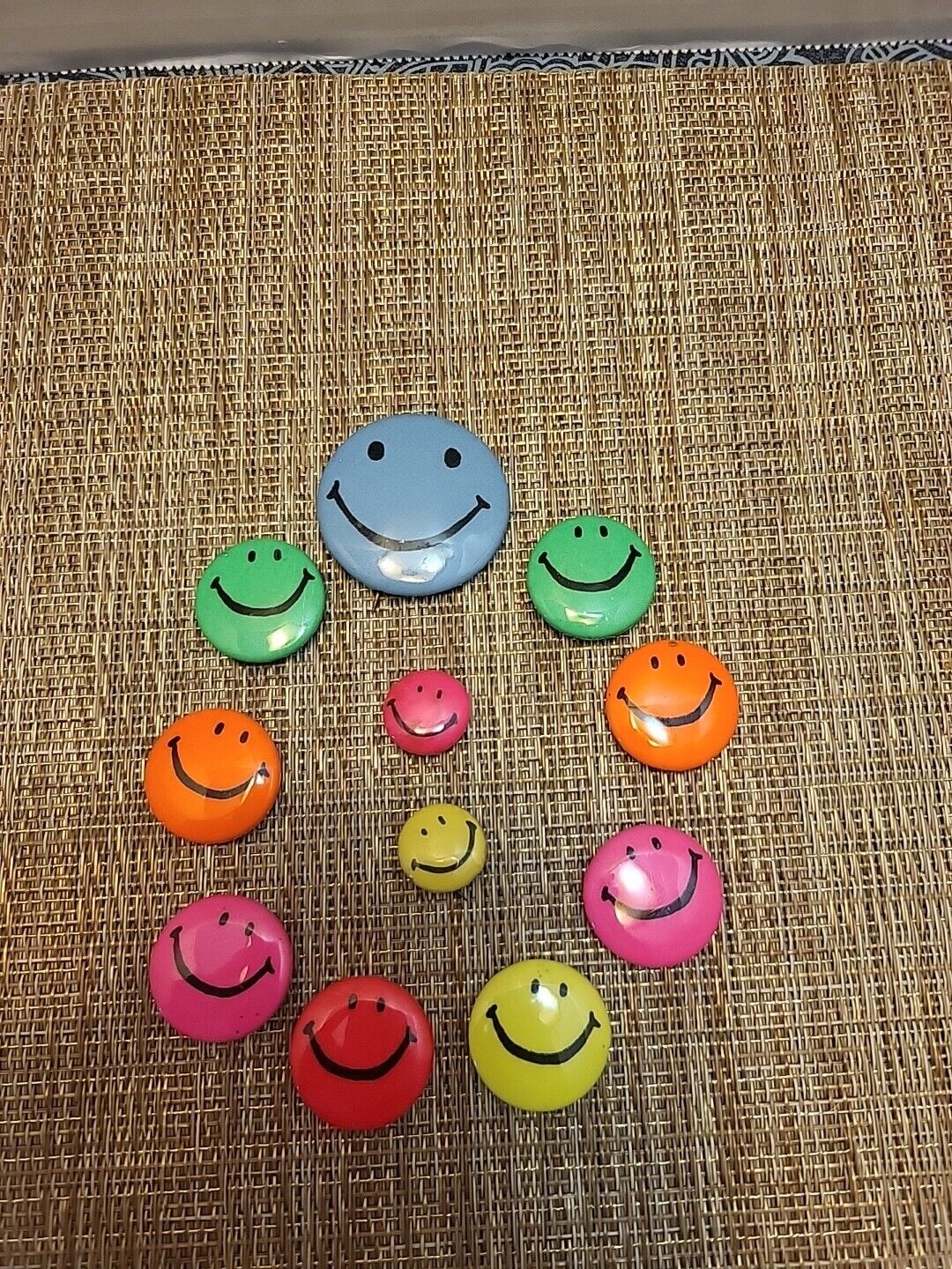 Vintage LOT  of 11 Smiley Face Pins Pinback Buttons -  60/70s