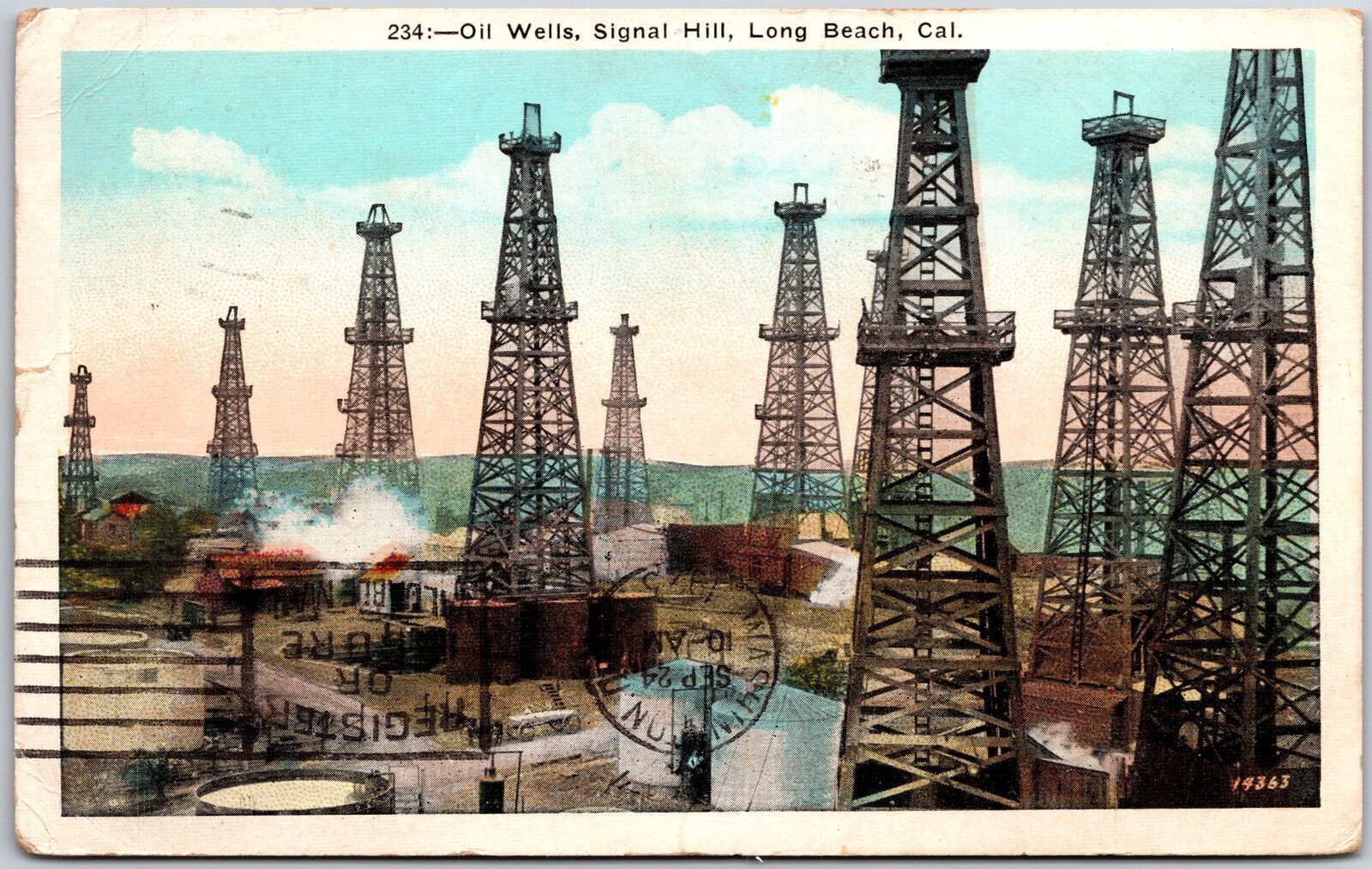 1923 Oil Wells Signal Hill Long Beach California CA Posted Postcard