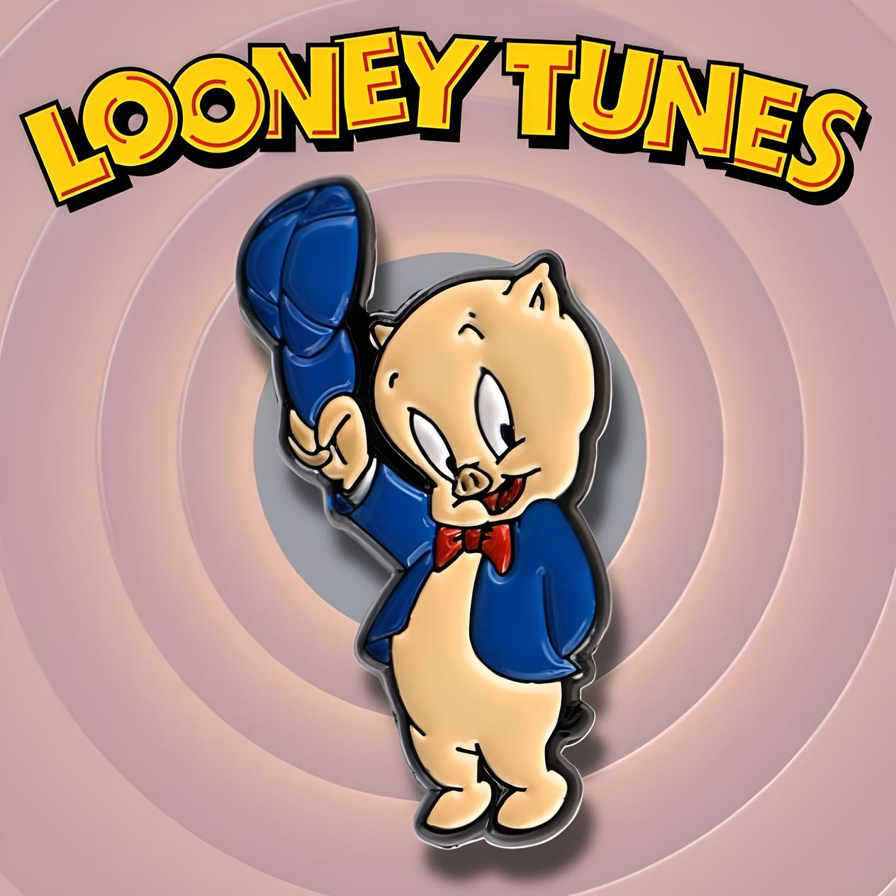 PORKY PIG PIN Classic Looney Tunes Cartoon Toon Enamel Lapel Brooch (Fun Gift)