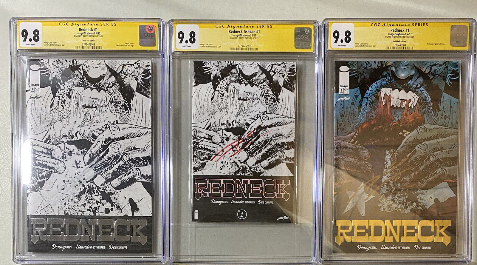 Redneck #1 | Gold, Silver & Ashcan | CGC 9.8 | Signed by Cates | (Image, 2017) 