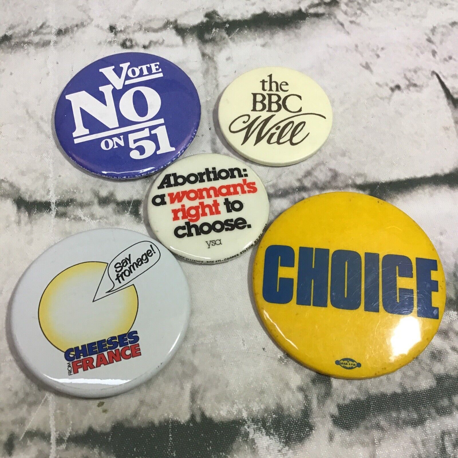 Vintage Buttons Collectible Political Pin-Back Button Lot 5 Choice Womens Rights