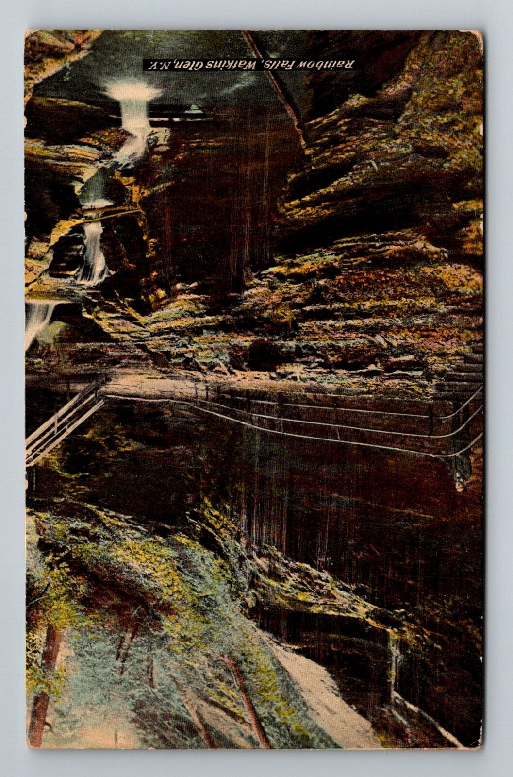 Walkins Glen NY-New York, Rainbow Falls, Vintage c1912 Postcard