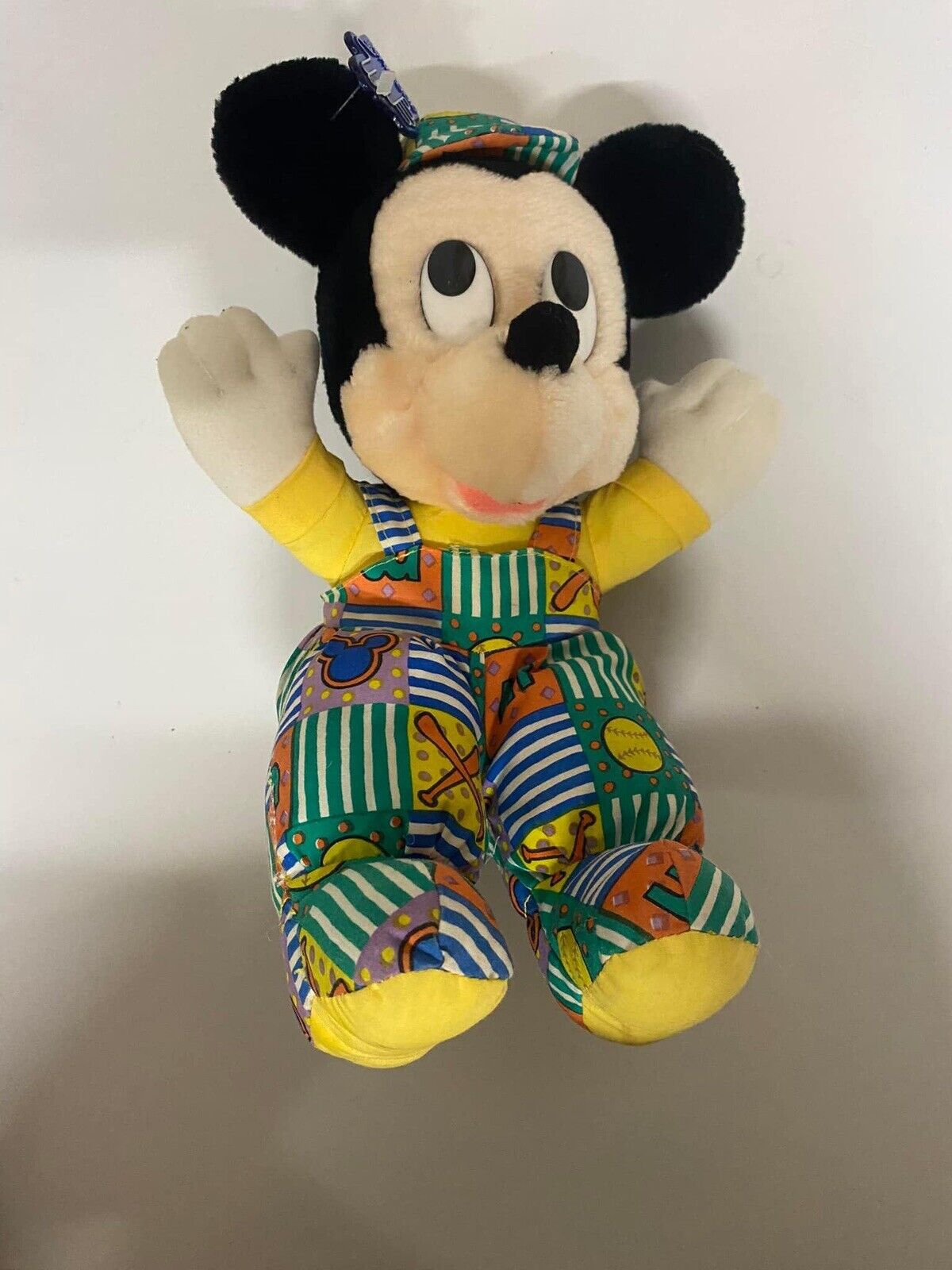 Rare Applause Mickey mouse plush  Baseball Themed Overalls Disney Toy Stuffed