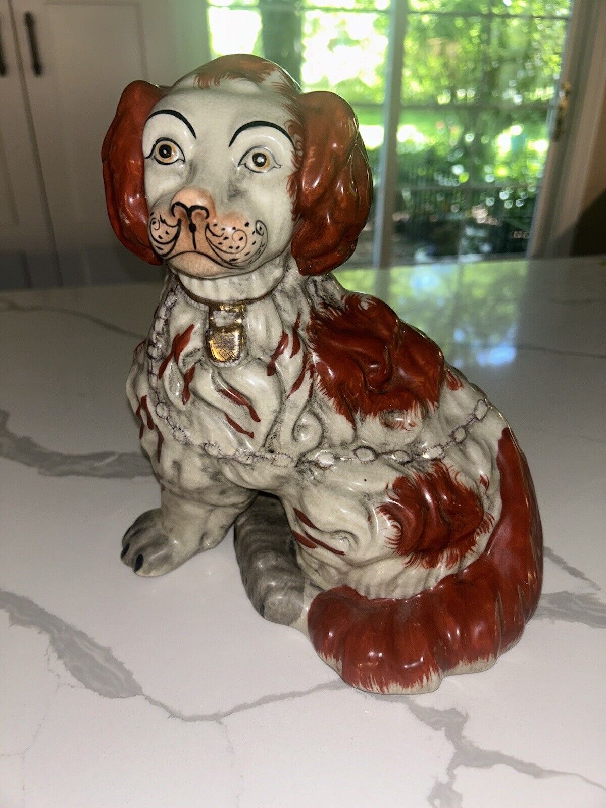 Antique Victorian King Charles Spaniel  Mantle Dog Large 9.5” x 8.5” 3.5 Lbs